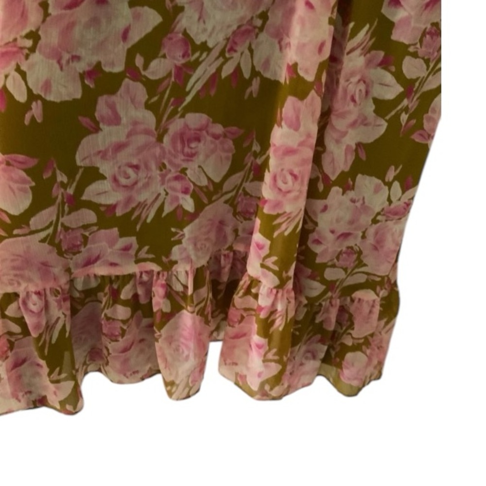 Likely Katerina Floral Cutout Midi Dress Olive Oil/ Pink Size 12 - Picture 10 of 11